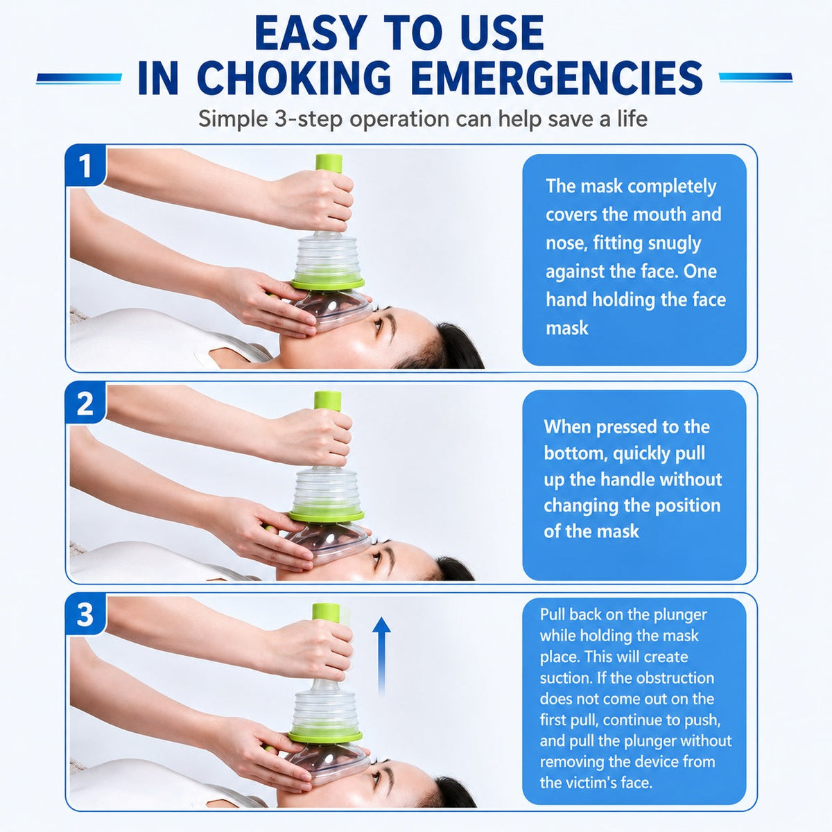 Portable Choking Rescue Device First Aid Kit With Adult And Child Masks Airway Clearance Suction Device For Home Family Safety