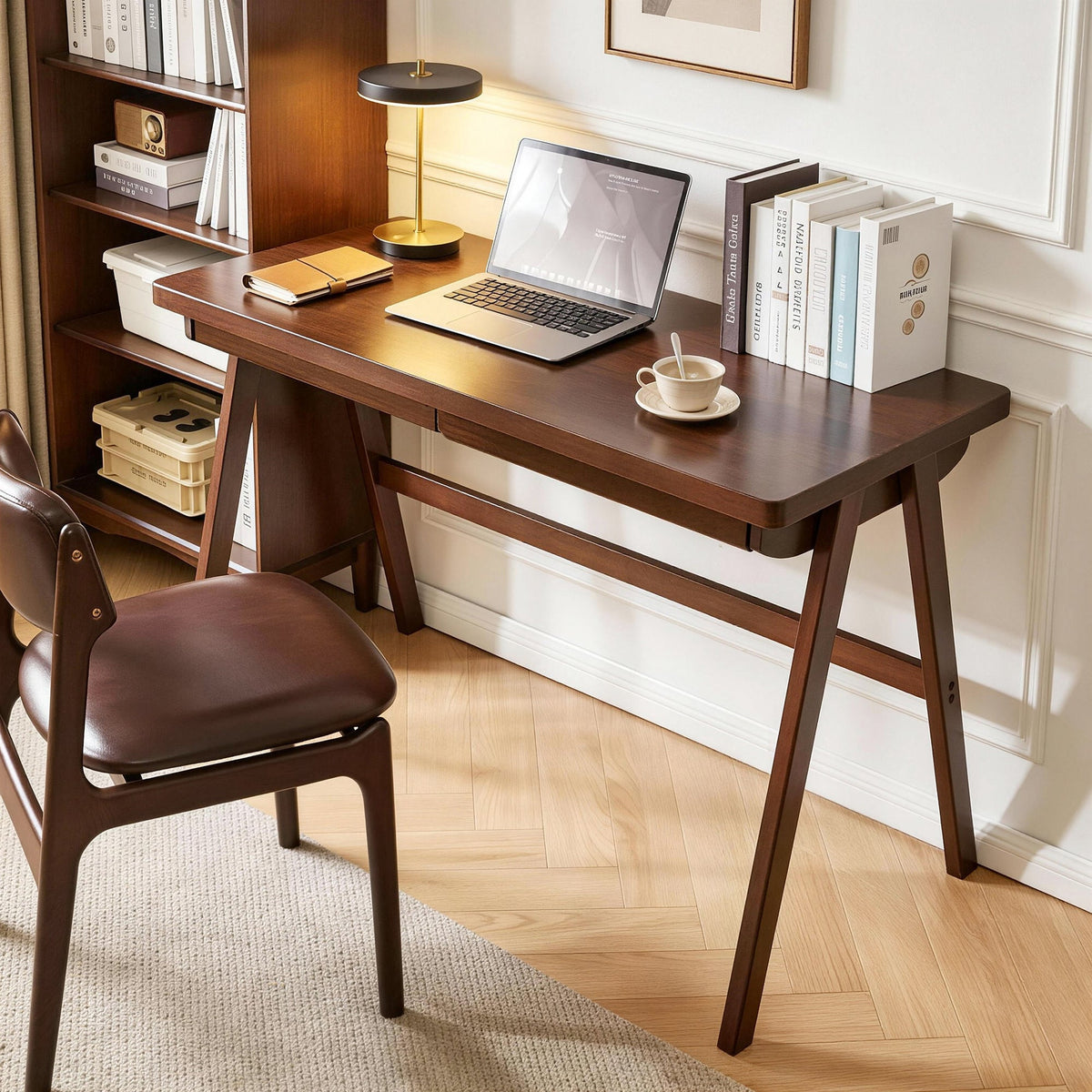 100% Solid Rubber Wood Computer Desk - Retro