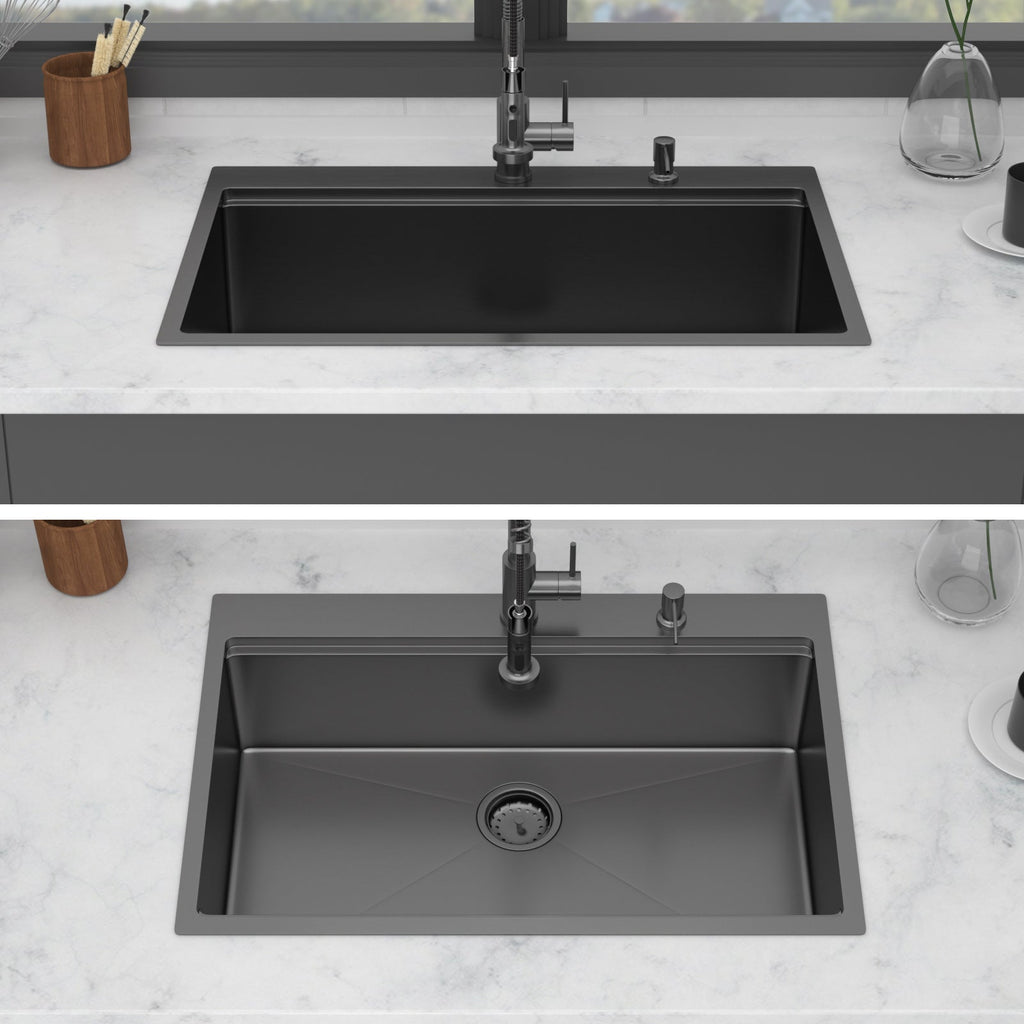 36" Drop-in Workstation Gunmetal Sink