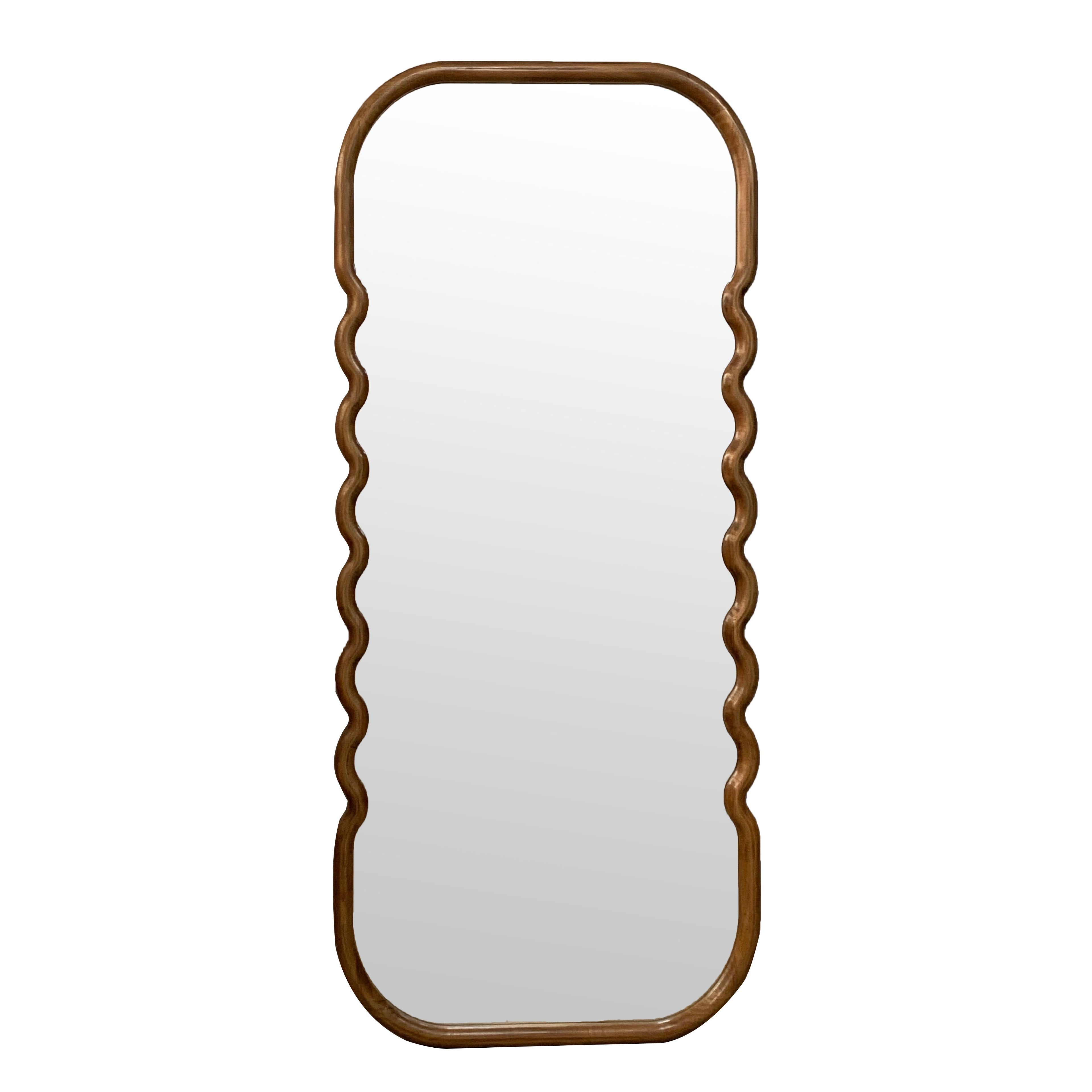 Oversized Wooden Floor Mirror with Unique Design