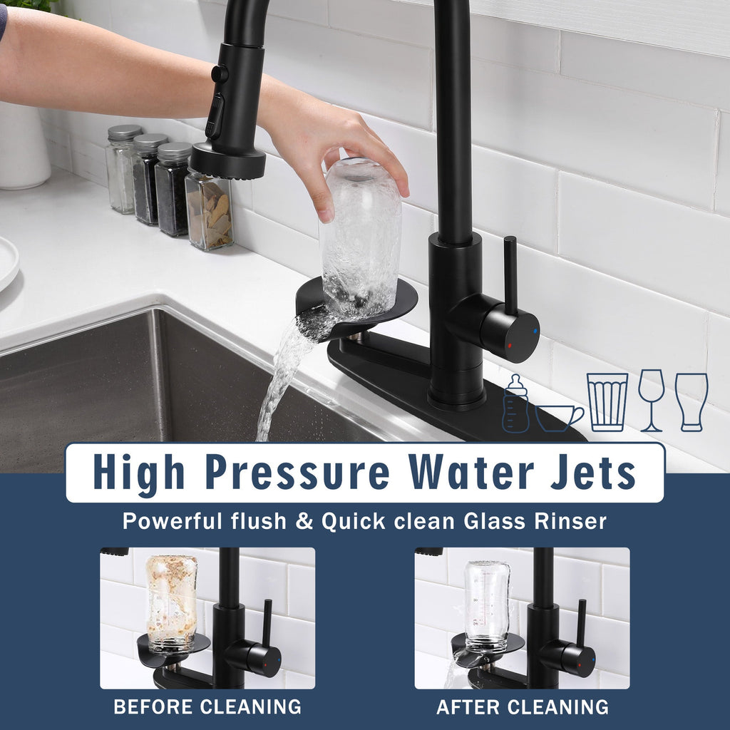 3-in-1 Kitchen Faucet with Press-Type Glass Rinser
