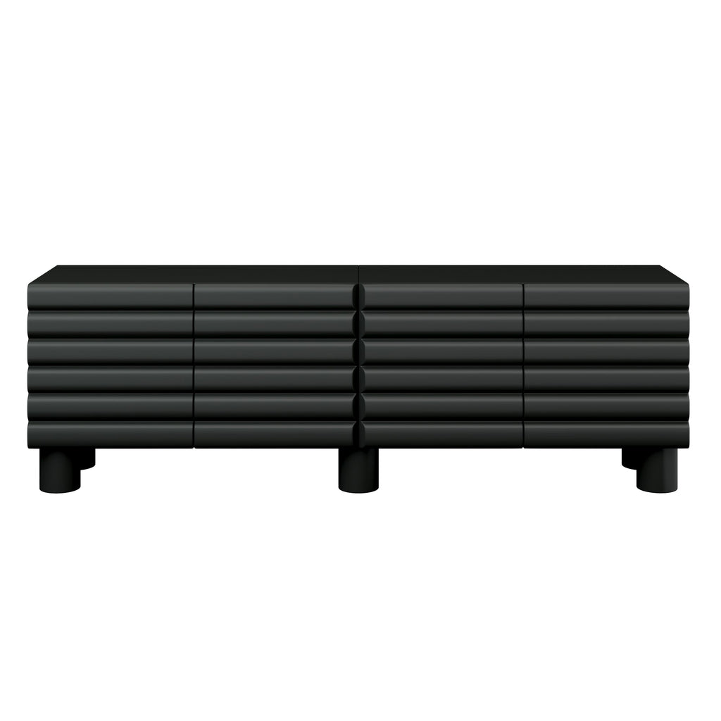 Stylish Thick Wavy Door TV Cabinet with Adjustable Shelves