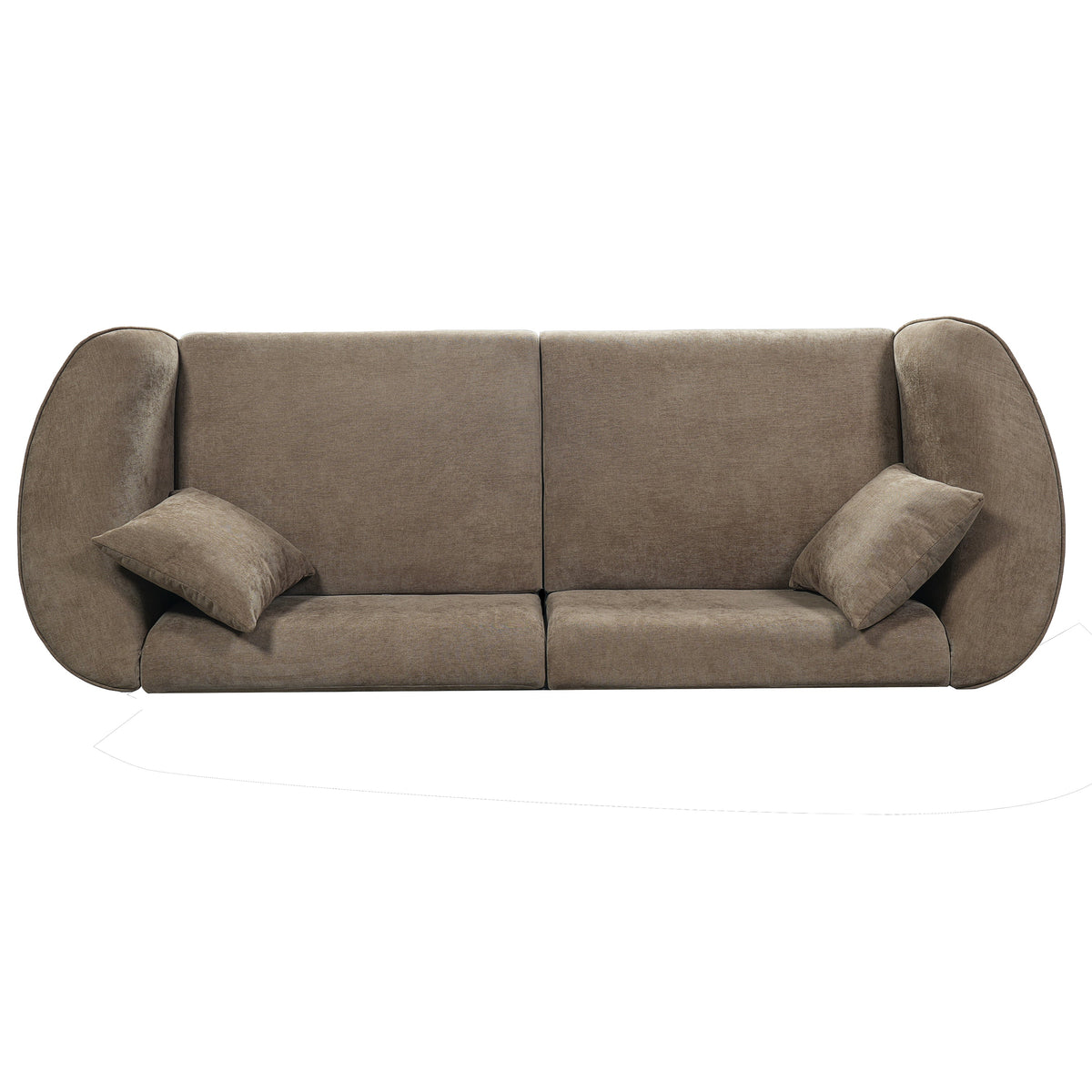 87" Curved Contemporary Sofa in Brown