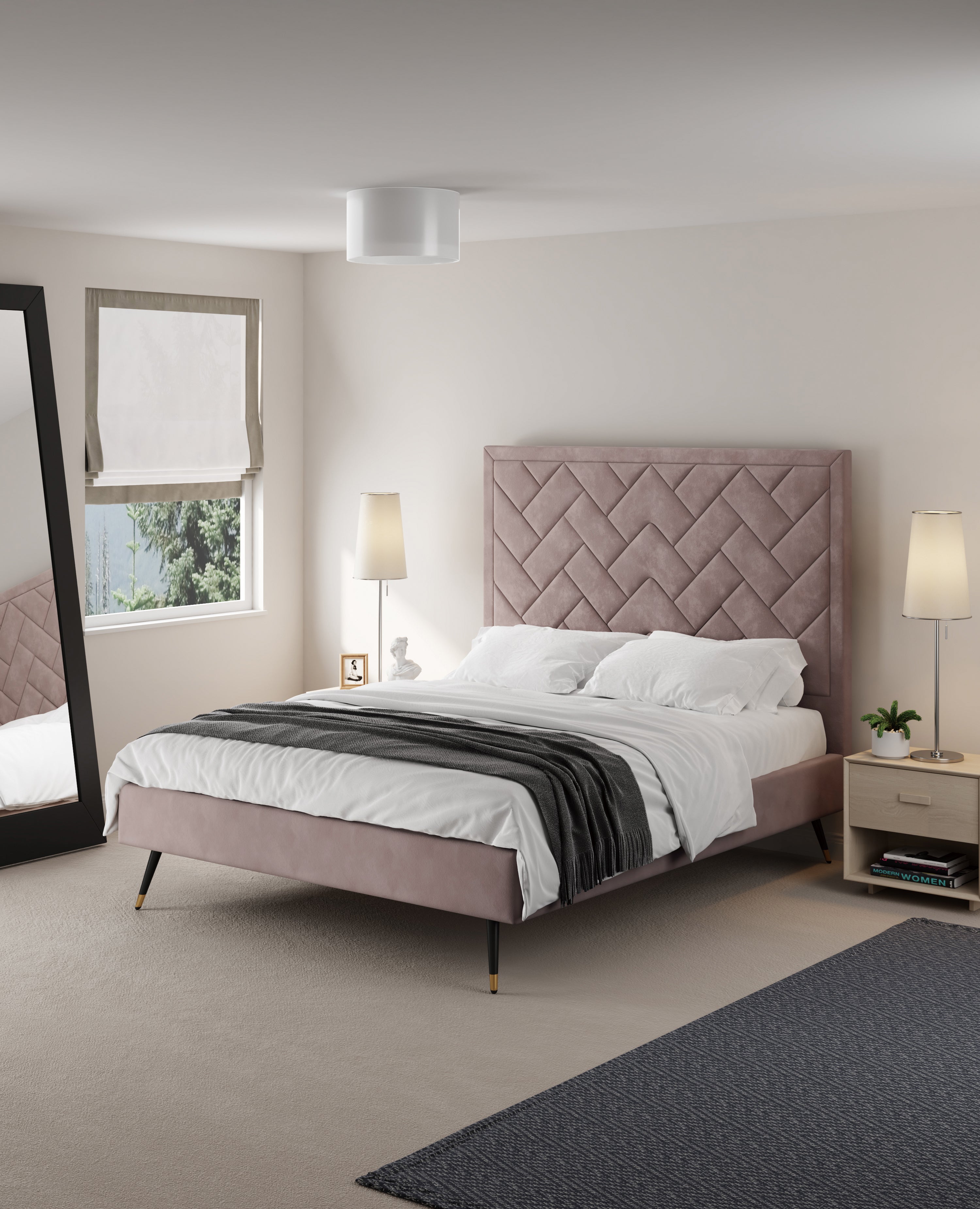 Crosby Upholstered Velvet Queen Bed