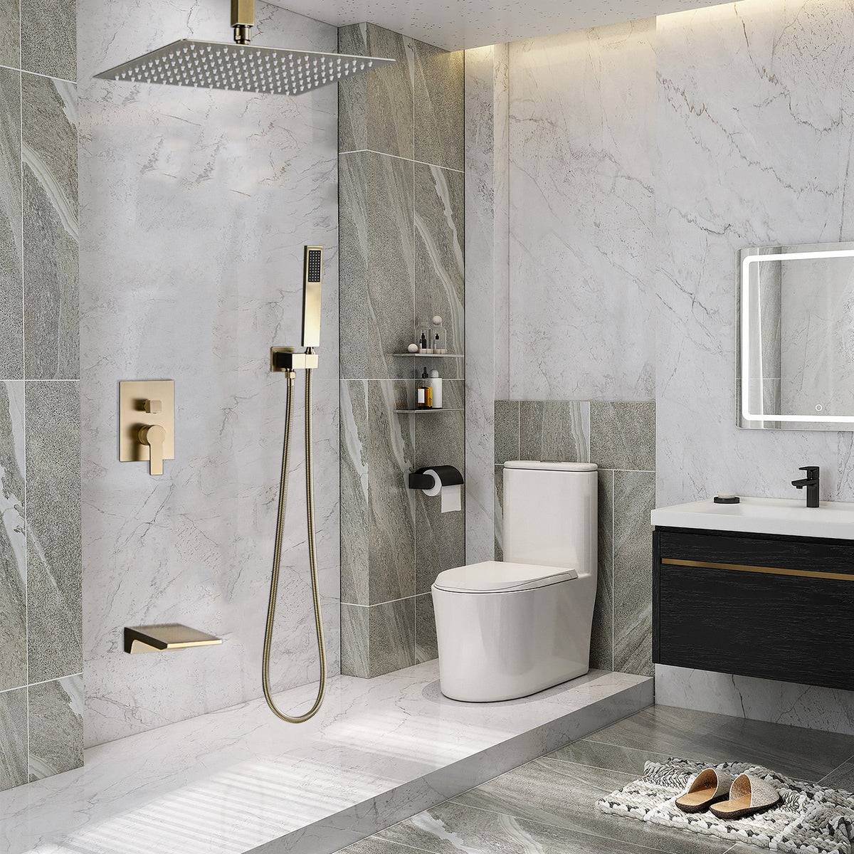 Shower Faucet Set with High Pressure 12 Inch Rainfall Head