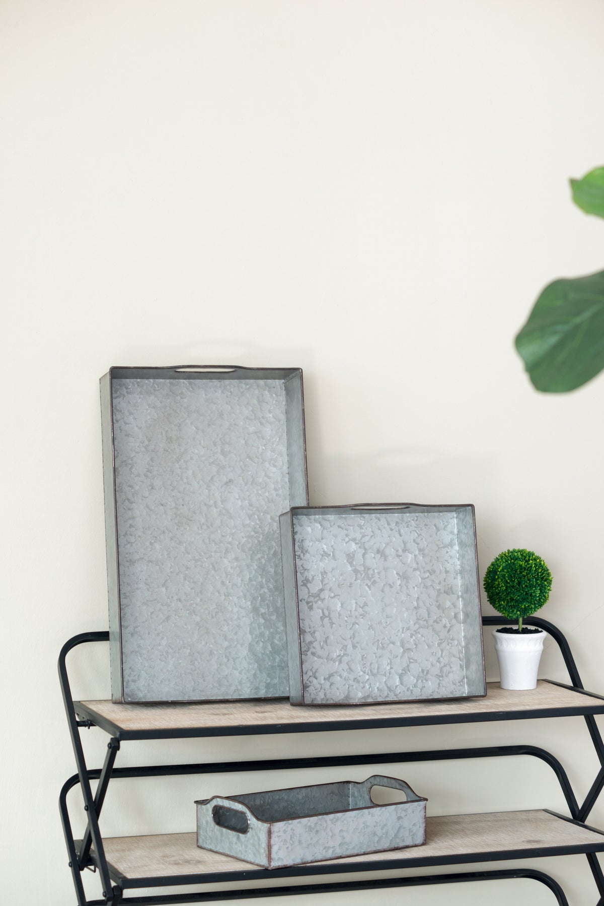 Set of 3 Decorative Galvanized Trays