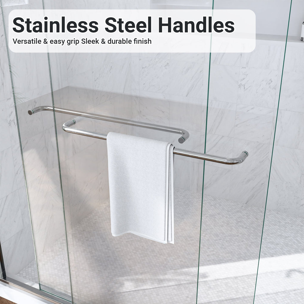 56"-60"W Semi-Frameless Double Sliding Shower Door