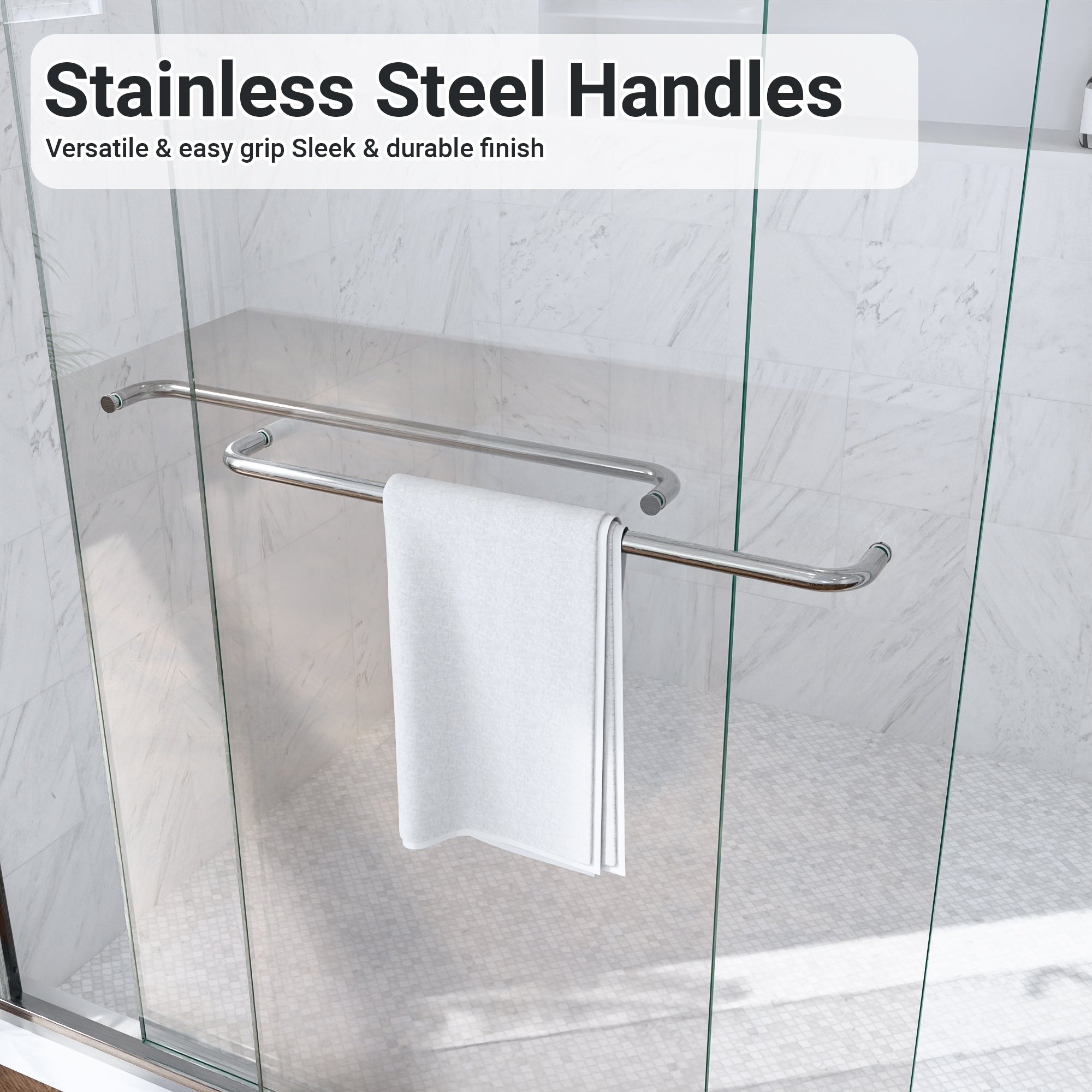 56"-60"W Semi-Frameless Double Sliding Shower Door