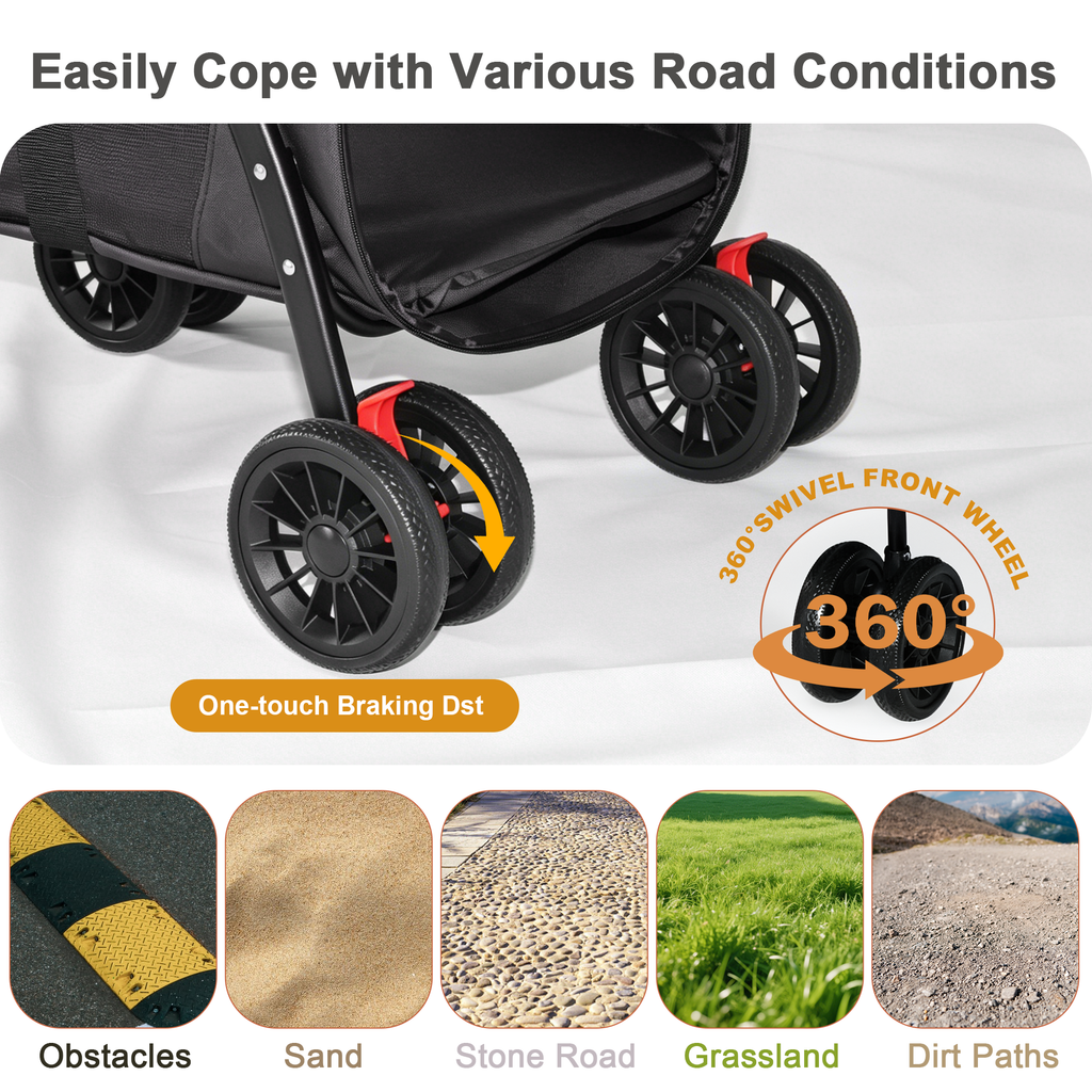 Leavader Foldable Pet Stroller with Safety Features