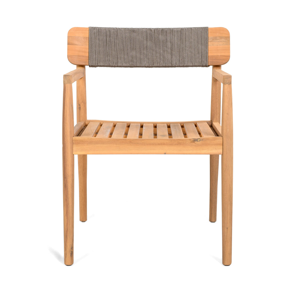 Creative Braided Acacia Wood Outdoor Dining Chairs