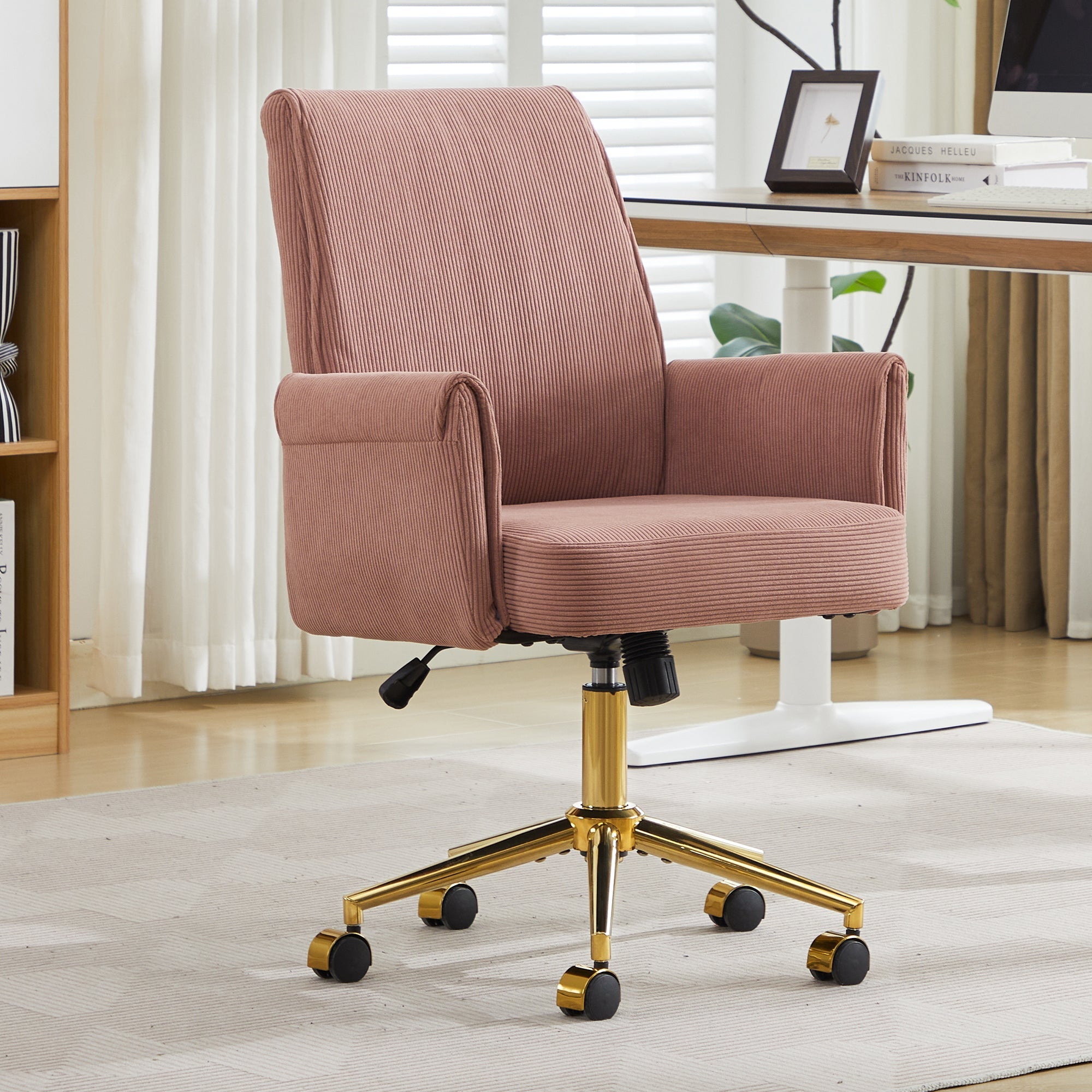 Mid-Back Liftable Office Chair - Pink