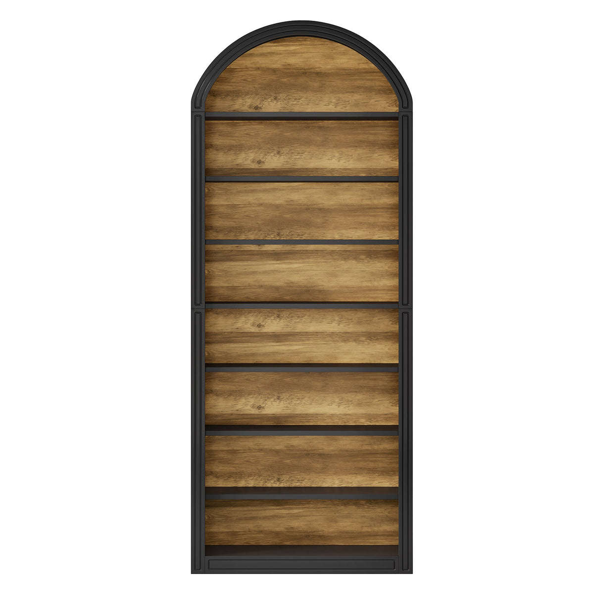 79.53" Tall 8-Tier Black Arched Open Bookshelf