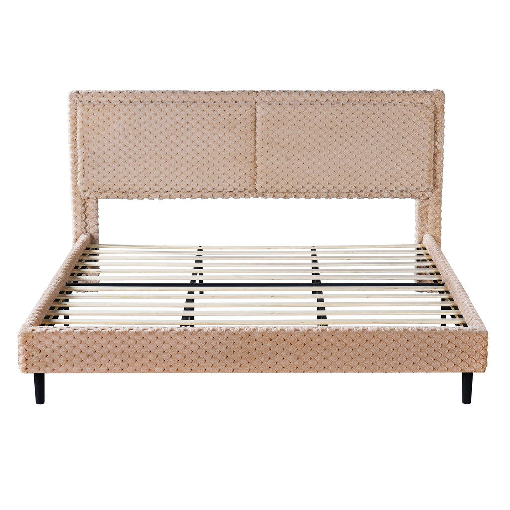 Simple Modern Camel Plush Soft Bed — King Size