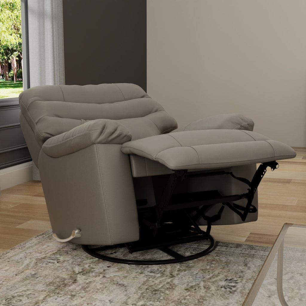 Global Home Swivel Glider Recliner with Manual Footrest In Oslo Sky
