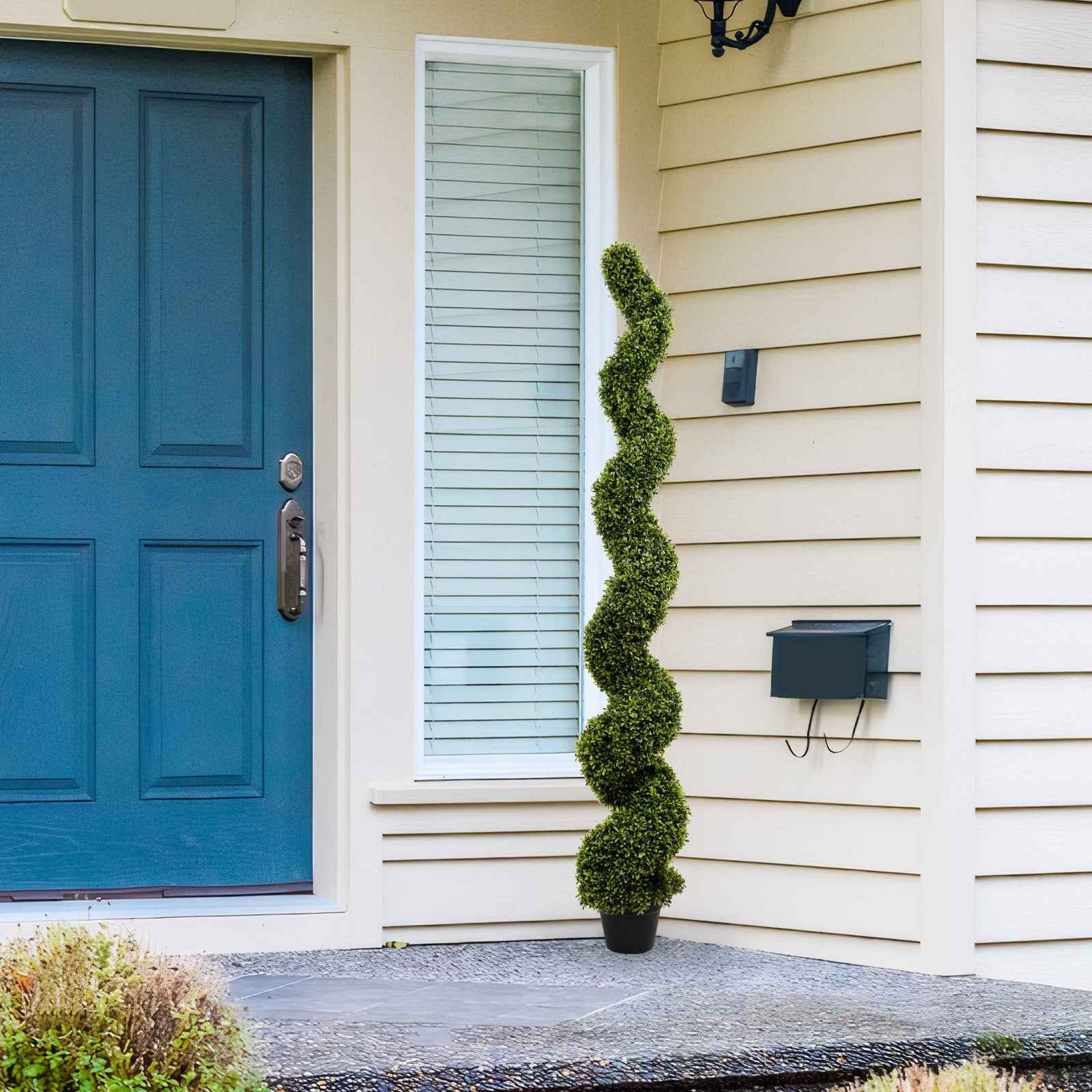 6FT Spiral Topiary Trees Artificial Outdoor Faux Boxwood Plants