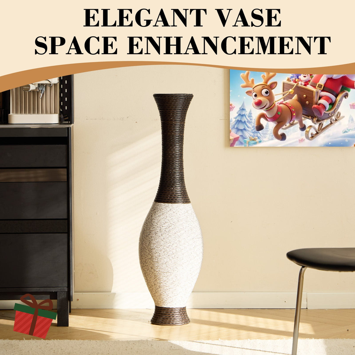 Hand-Woven PVC Rattan Look Floor Vase