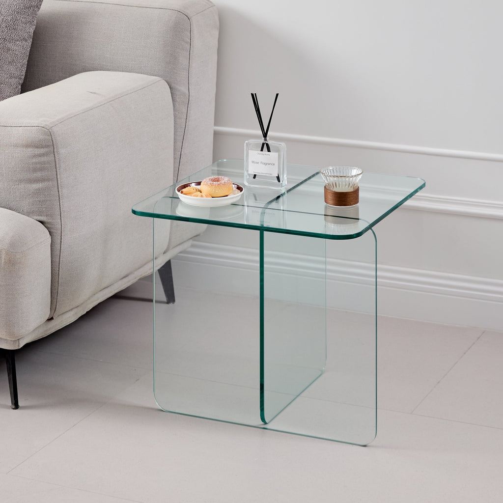 Tempered Clear Glass Side Table