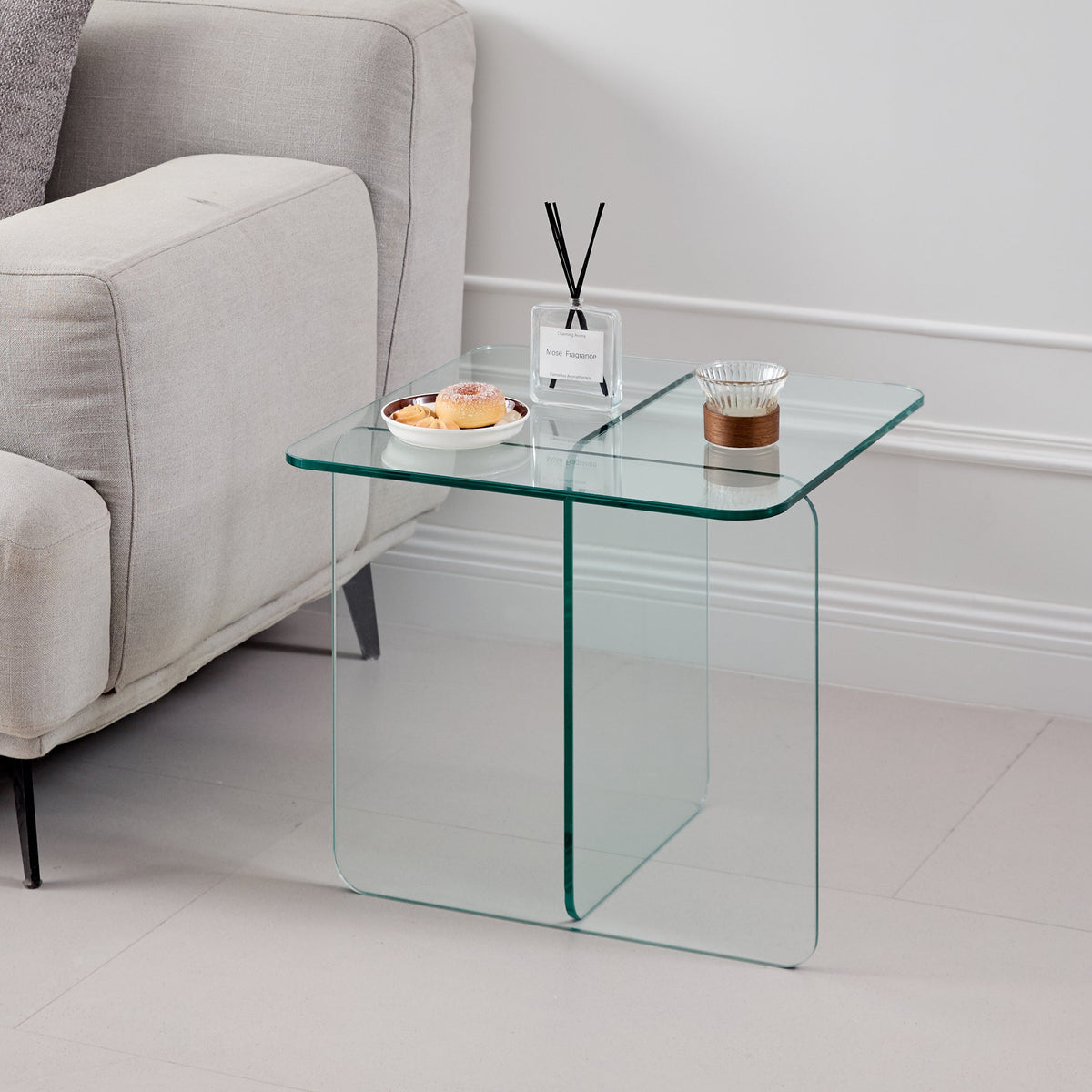 Tempered Clear Glass Side Table