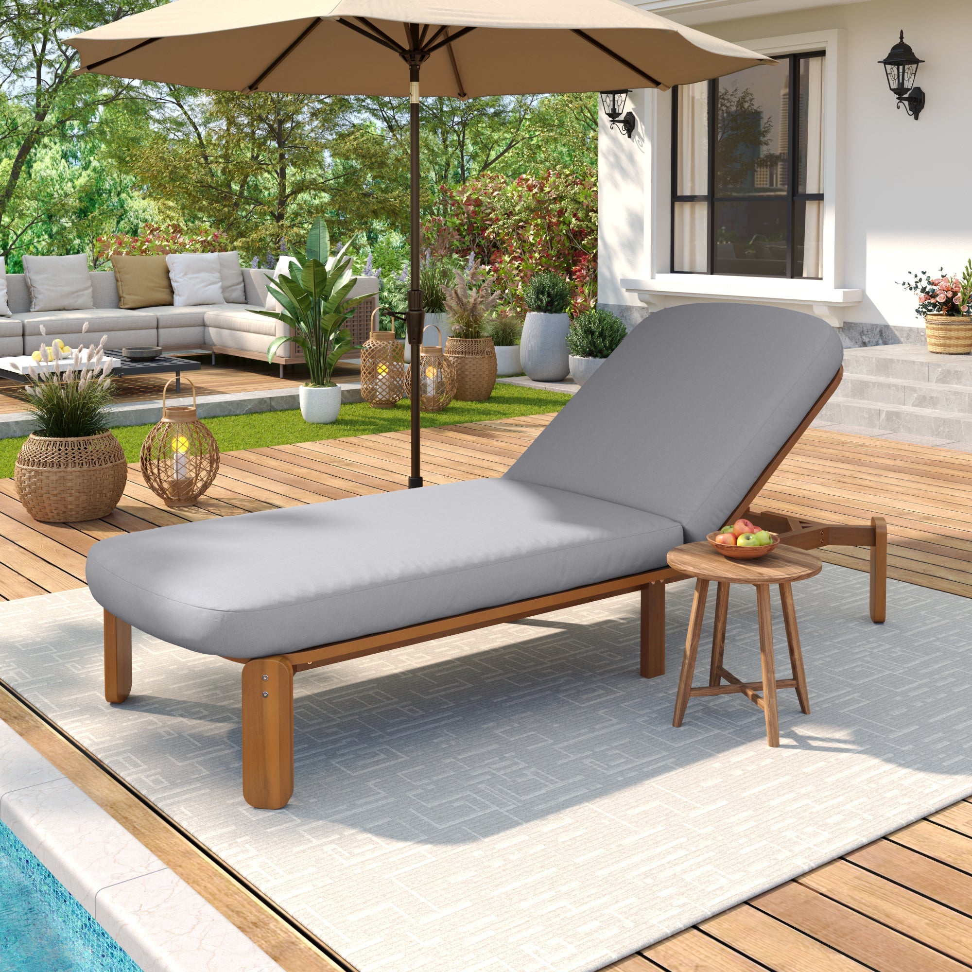 Outdoor Chaise Lounge Adjustable Patio Chaise