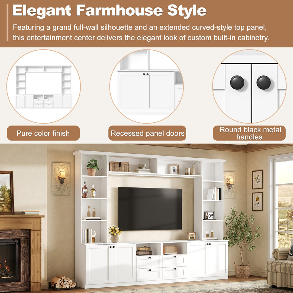 Farmhouse Elegant Entertainment Center Wall Unit