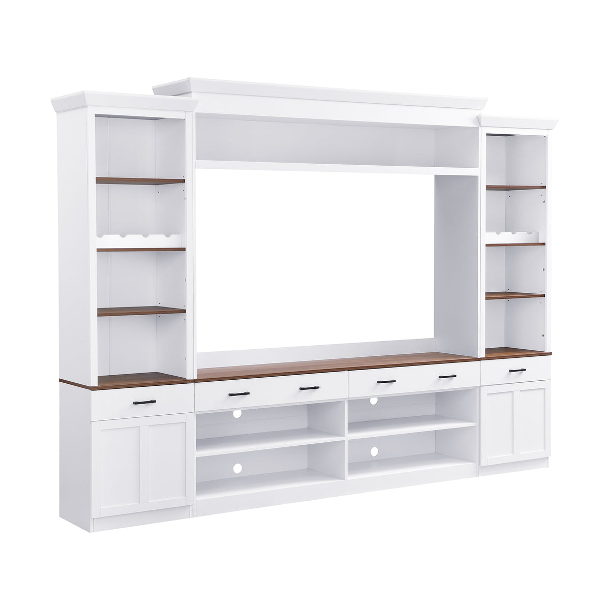 Farmhouse 4-Piece Entertainment Center with Bookshelf for TVs Up to 70"