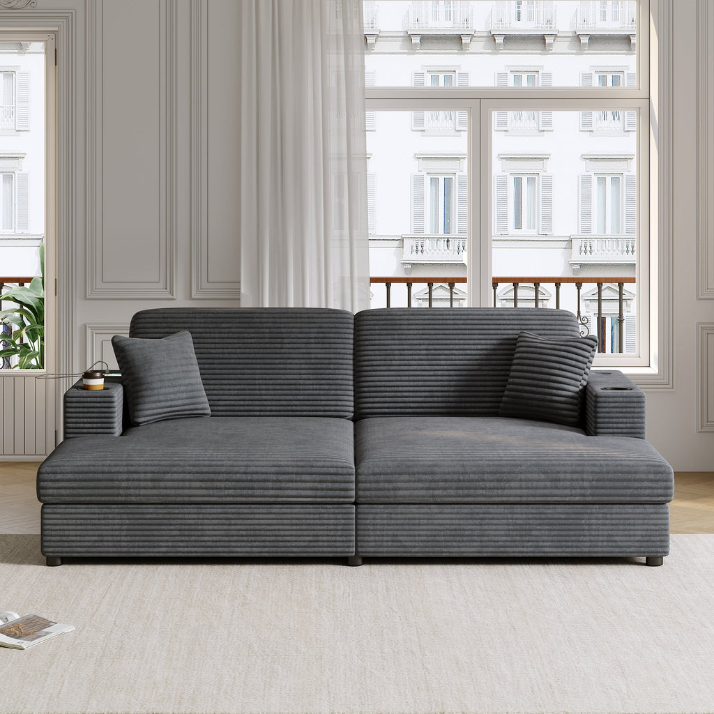 86.5" Oversized Loveseat Chaise Lounge Sectional Sofa Bed