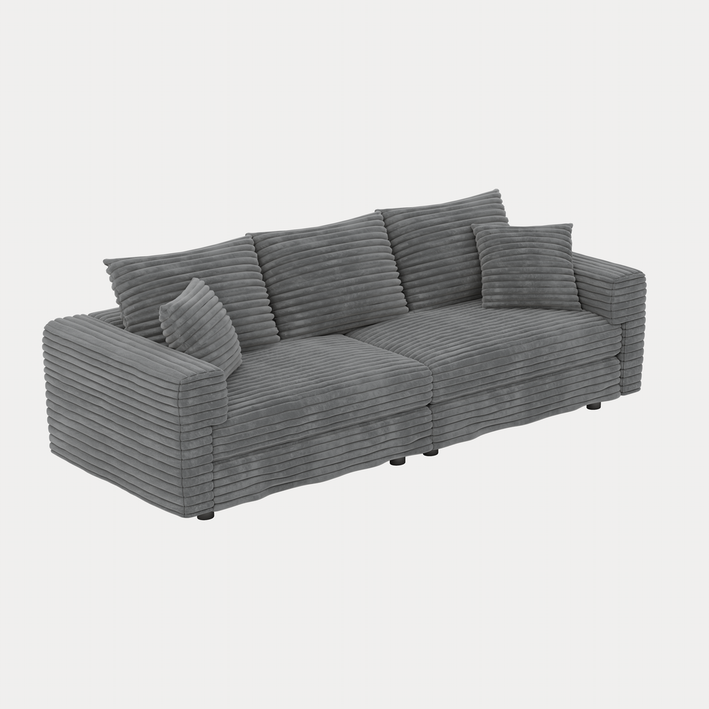 82.7" Plush Corduroy 3-Seat Sofa
