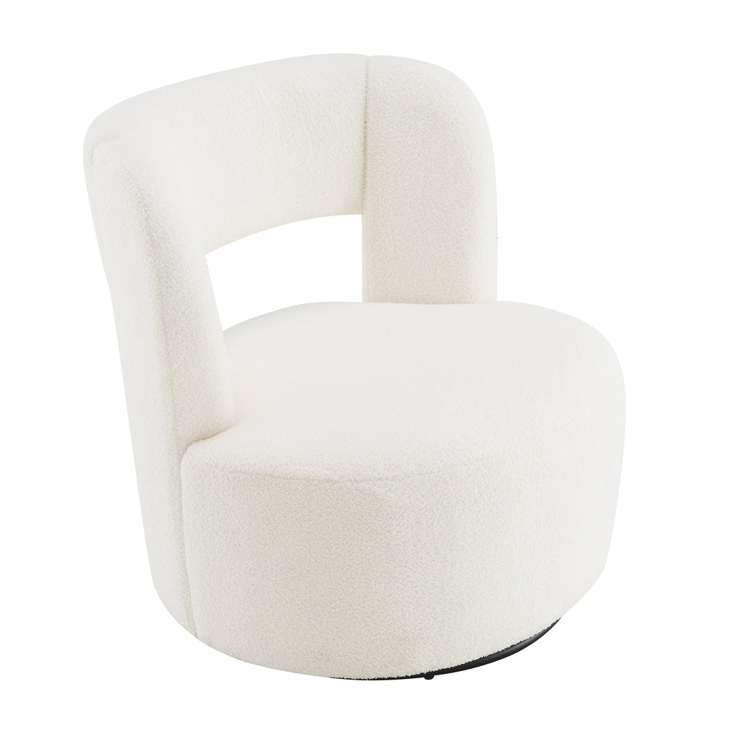 Swivel Barrel Chair with Soft Teddy Fabric