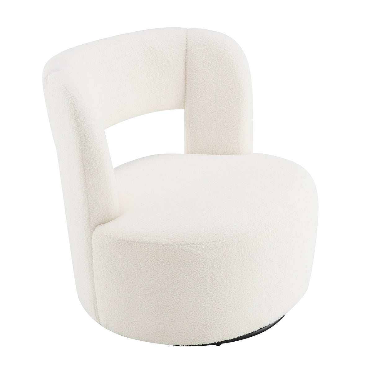Swivel Barrel Chair with Soft Teddy Fabric