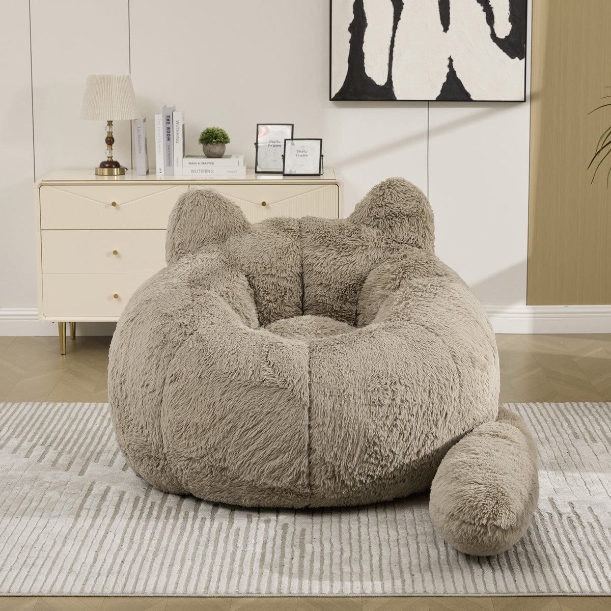 41.7'' W Boneless Single Sofa, Faux Fur Bean Bag Chair