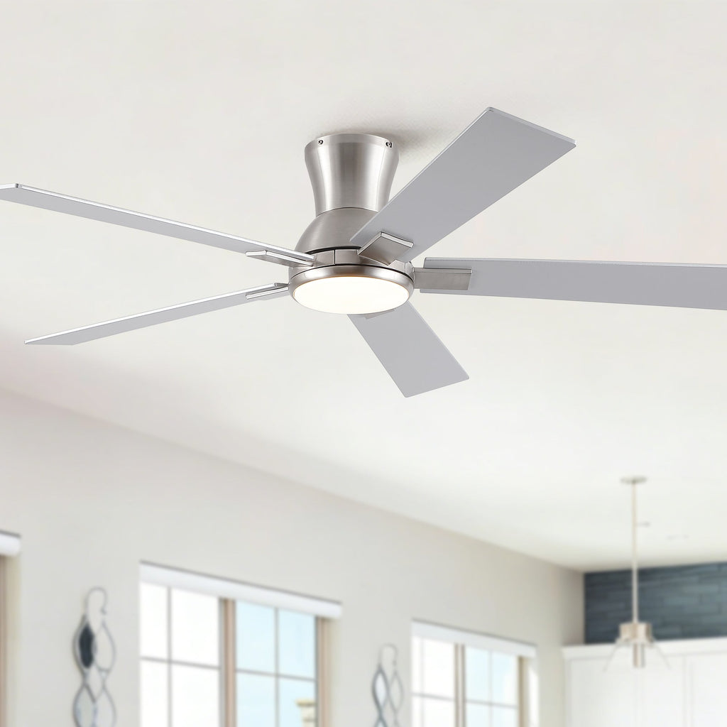 52" Modern Brushed Nickel Finish Reversible Quiet Motor Ceiling Fan