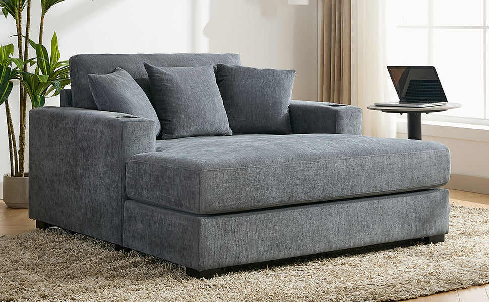 55" Oversized Chaise Lounger Modern Style Sofa Couch
