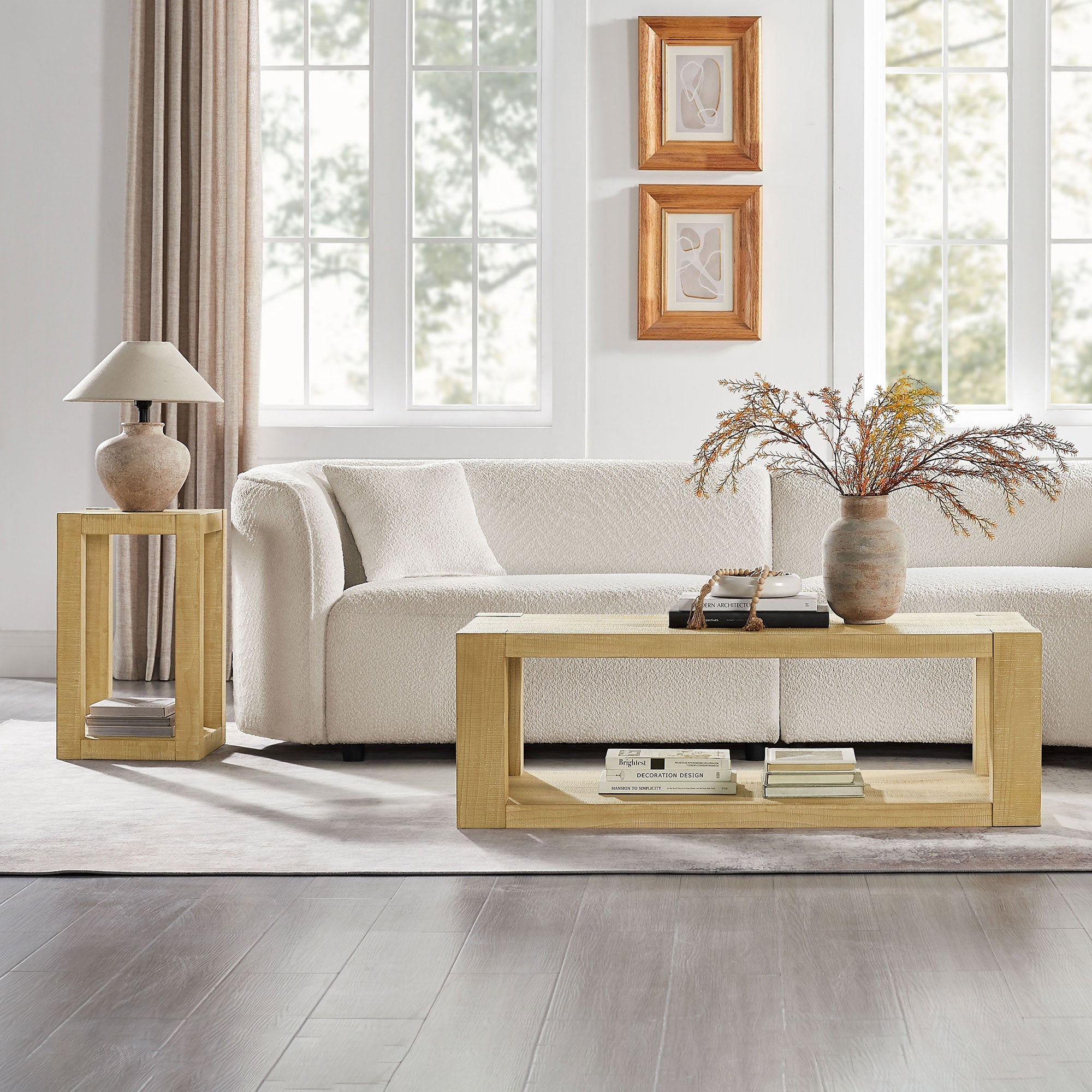 2-Piece Modern 2 Tier Rectangle Coffee Table Set