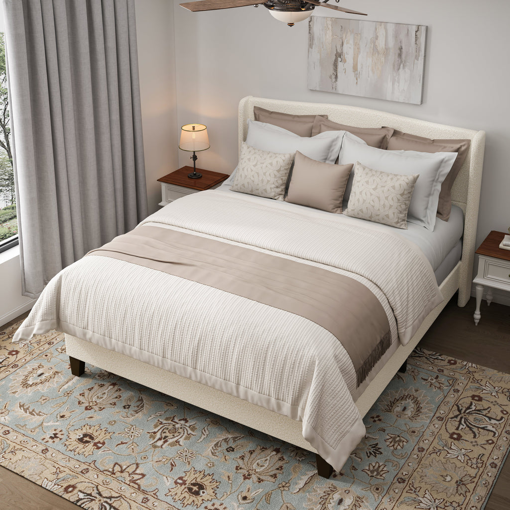 King Size Bed Frame with Upholstered Headboard