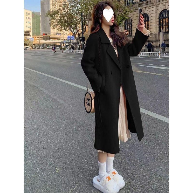 Double-breasted Wool Coat For Women