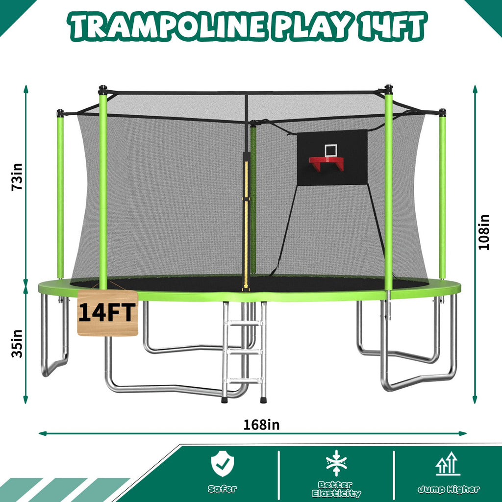 14FT Trampoline with Enclosure Net