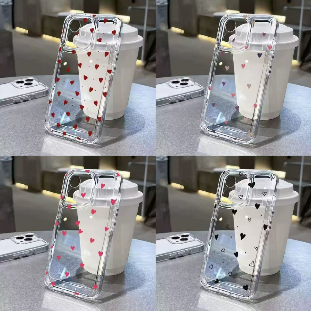 Colored Heart-shaped Hole Transparent Space Phone Case