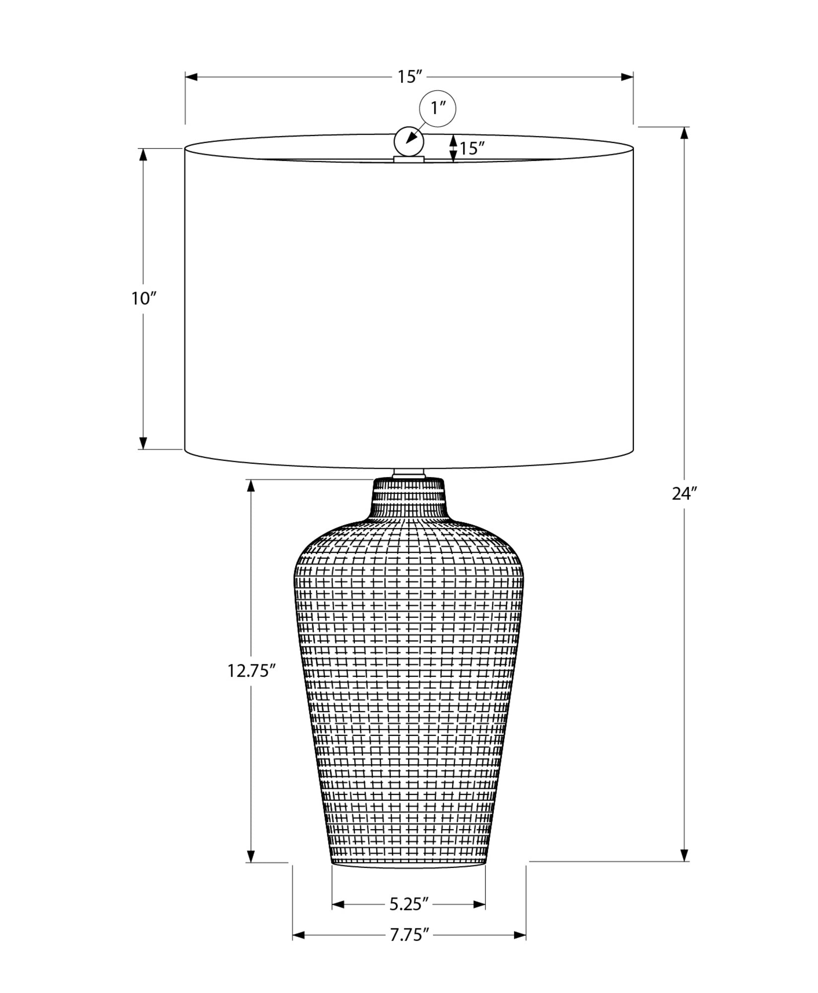 24"h Black Ceramic Table Lamp