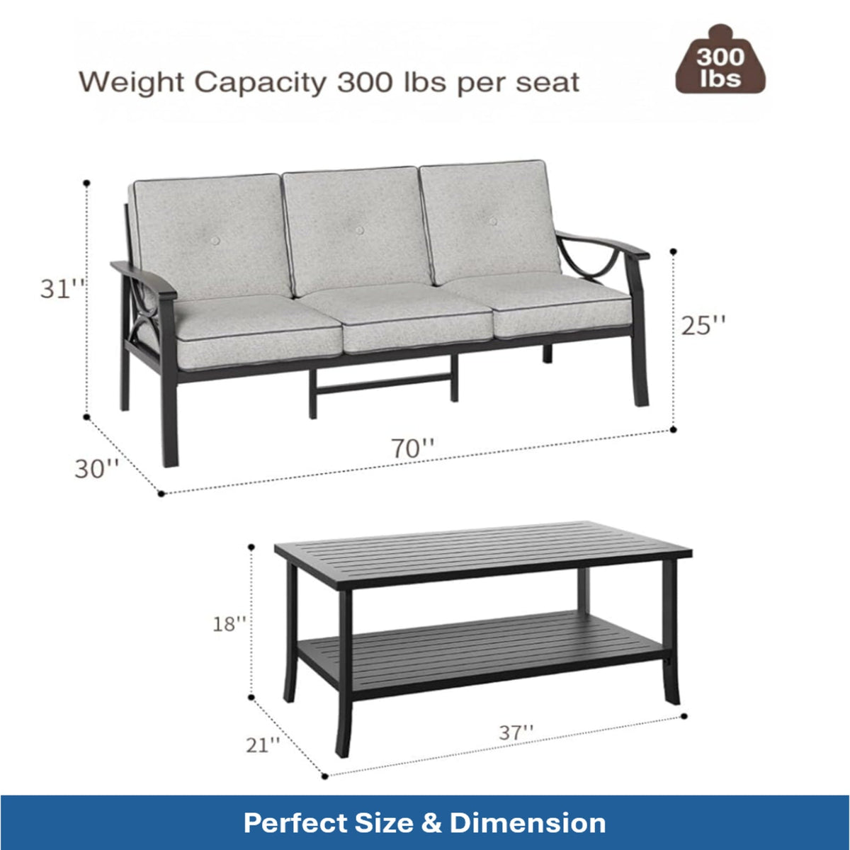 4-Piece Metal Patio Furniture Set