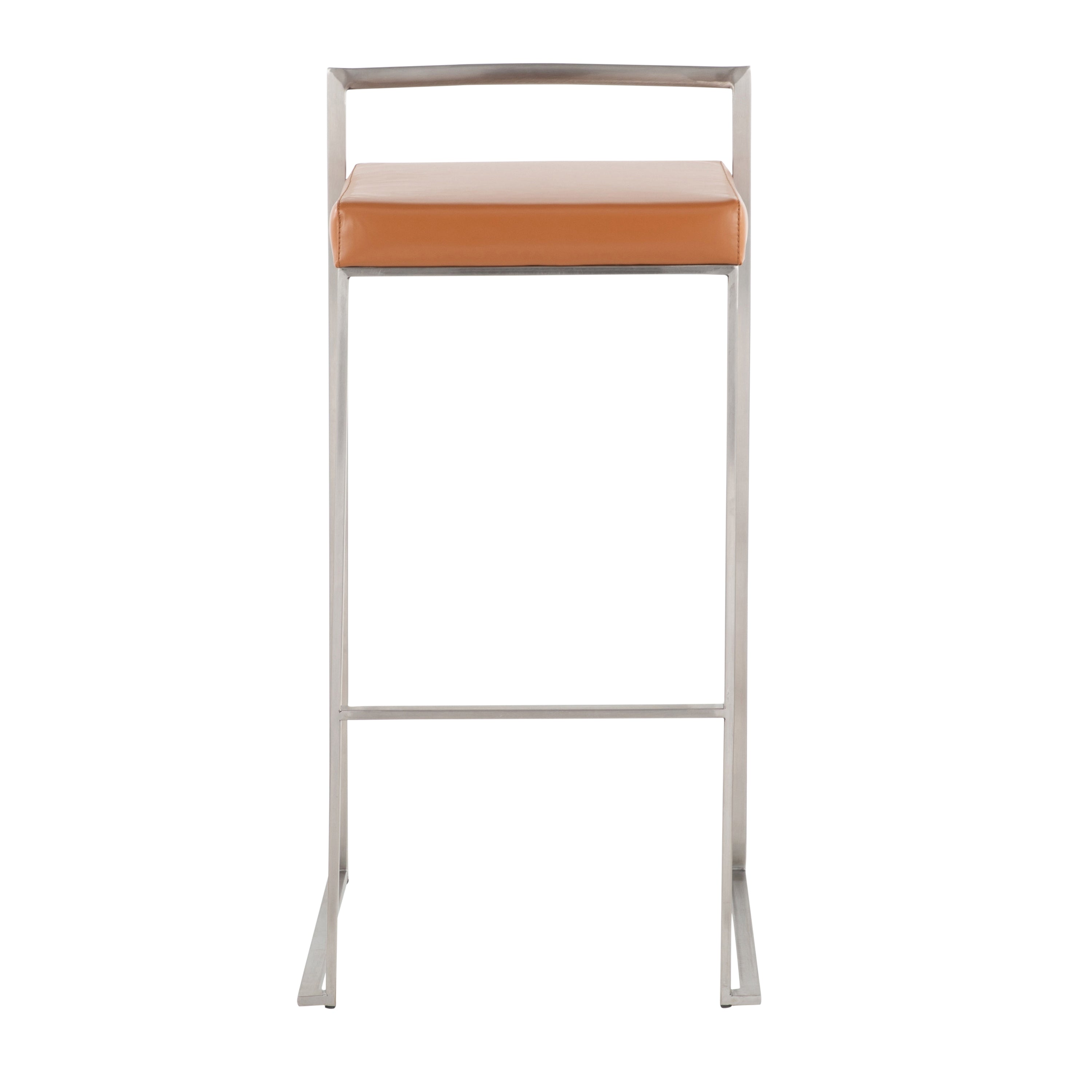 Contemporary Stackable Barstool with Camel Faux Leather - Set of 2