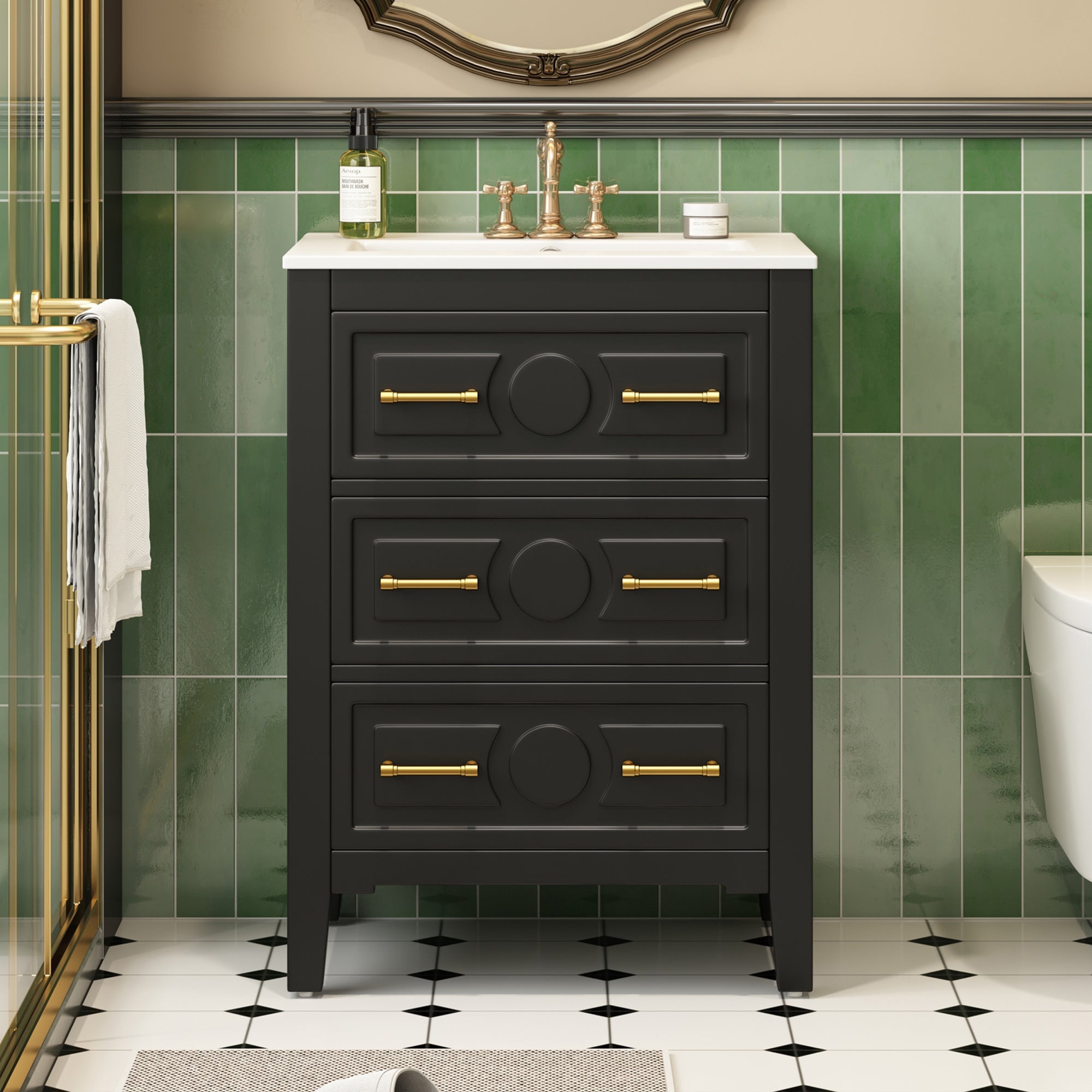 24'' Bathroom Vanity with Ceramic Sink Combo