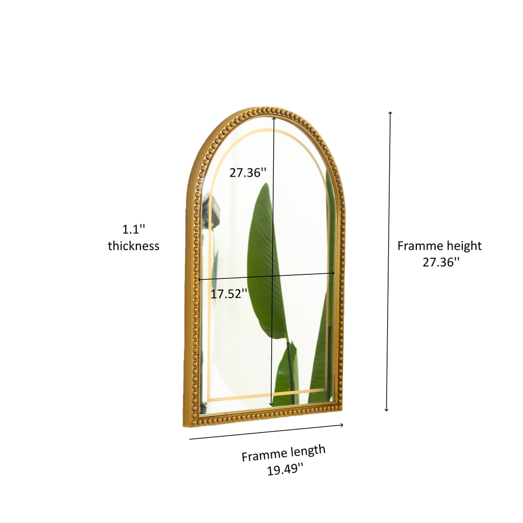 20'' Avri Mirror - Golden Beaded Arch-shaped Decorative Mirror