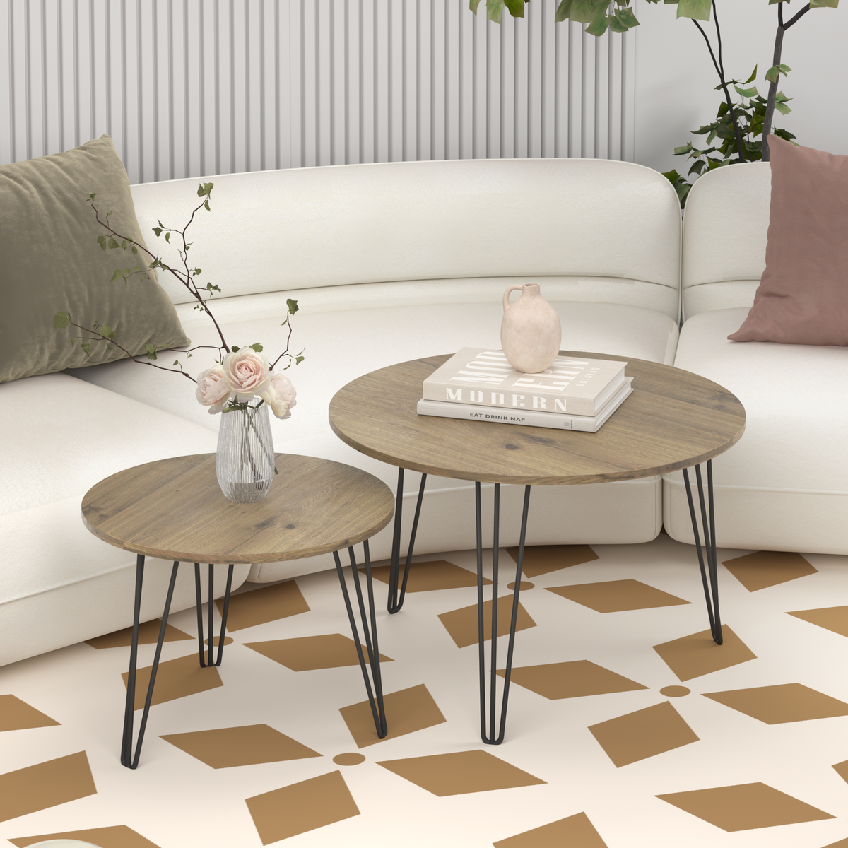 27.56'' Round Nesting Coffee Table Set of 2