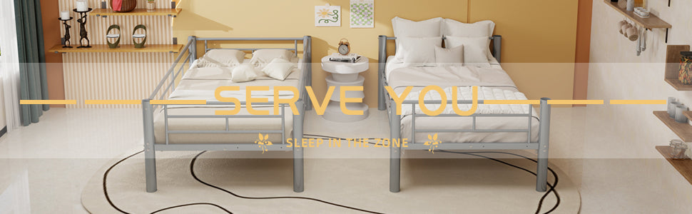 Convertible Twin Metal Bunk Bed Frame