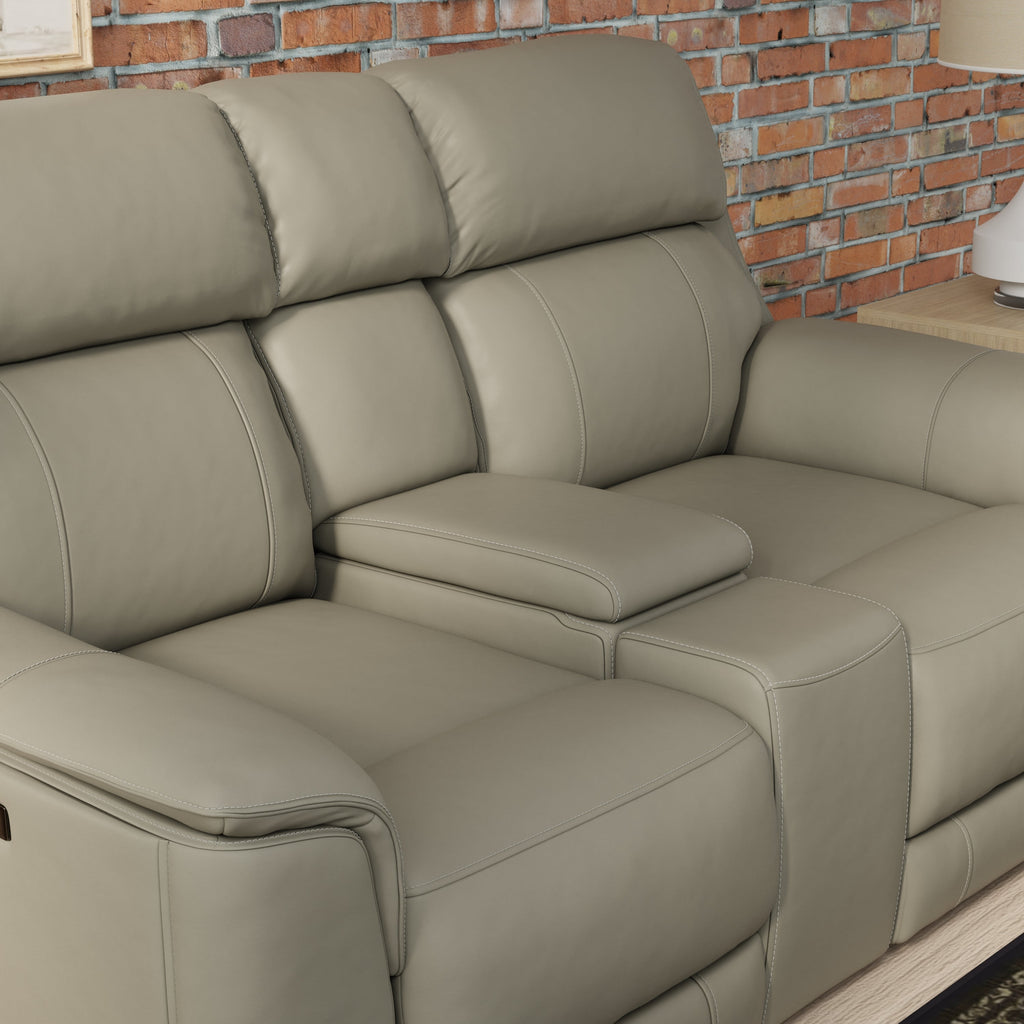 Oslo Dual Power Reclining Love Seat with Console in Mineral