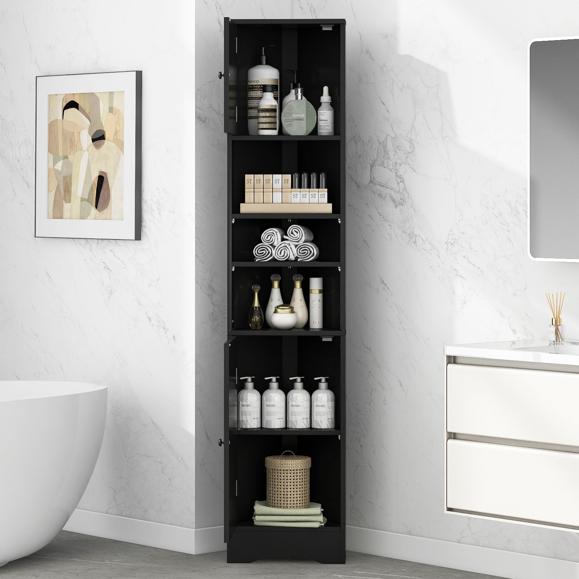 Multi-Functional Corner Cabinet Tall Bathroom Storage