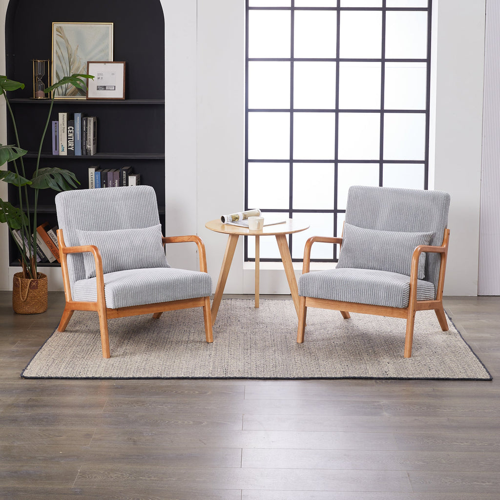 Mid-Century Modern Accent Chair with Solid Wood Frame