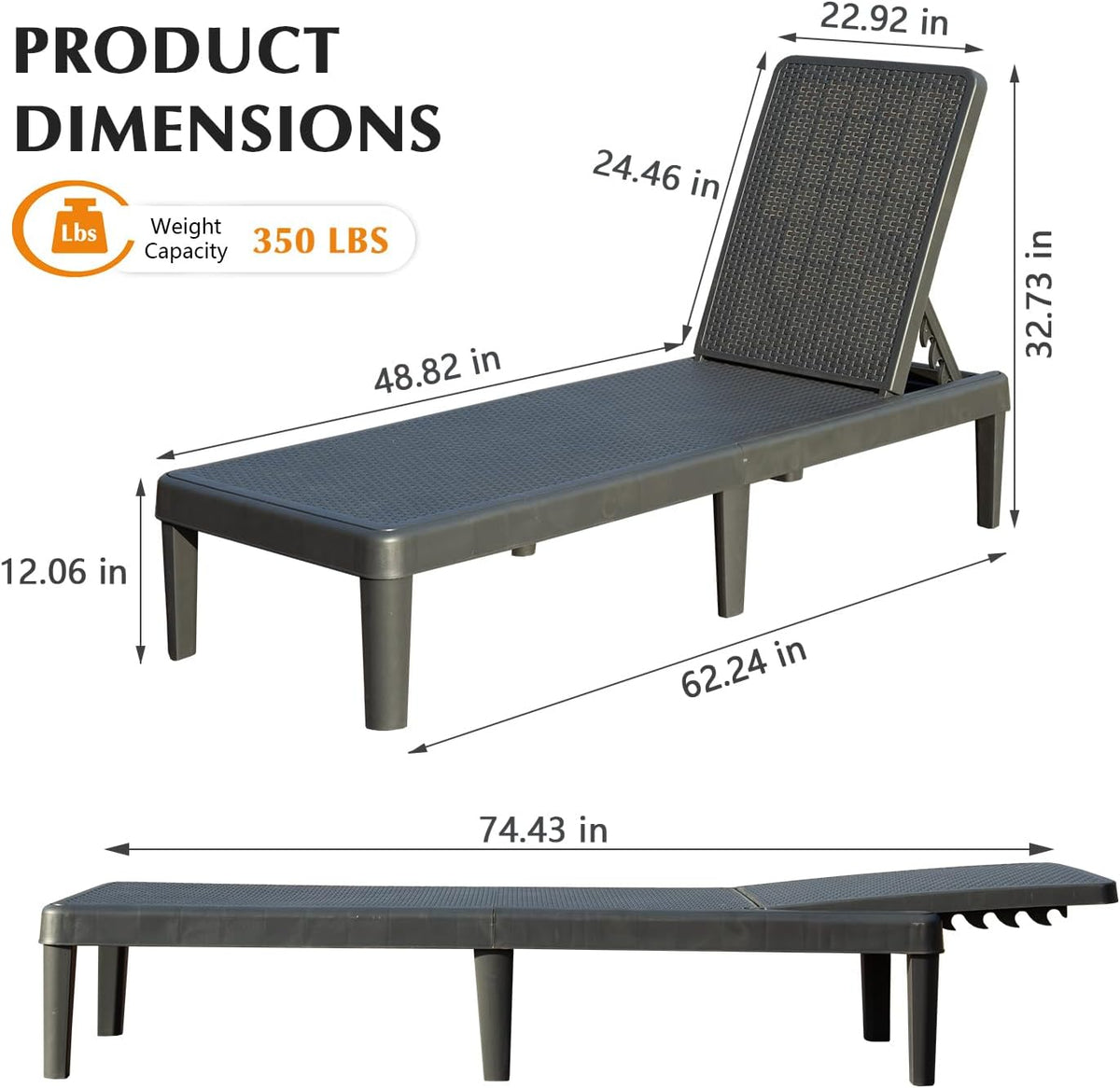Pool Lounge Chairs Set of 2