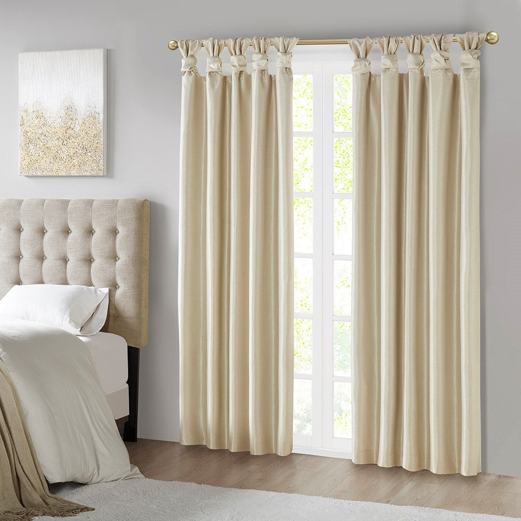 Twist Tab Total Blackout Window Curtain Panel Champagne 50x95"
