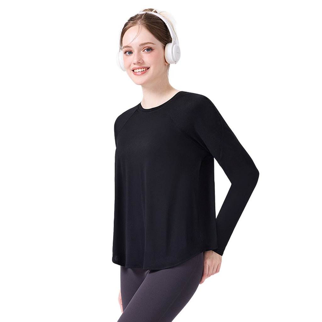 Women's Long-Sleeve Yoga Top With Breathable Back, Quick-Dry, Lightweight, Loose Fit, Suitable For Gym And Commuting, Direct From The Source Factory